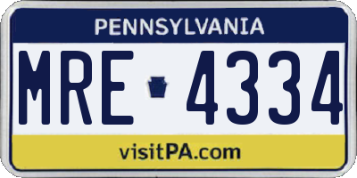 PA license plate MRE4334