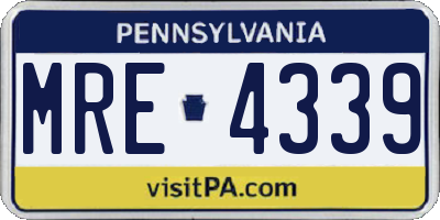 PA license plate MRE4339