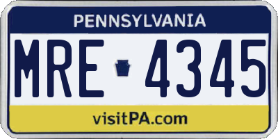 PA license plate MRE4345