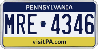PA license plate MRE4346