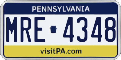 PA license plate MRE4348