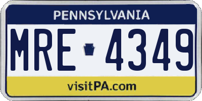 PA license plate MRE4349
