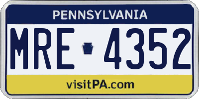 PA license plate MRE4352