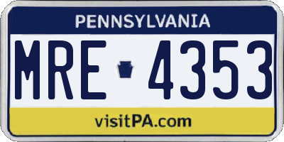 PA license plate MRE4353
