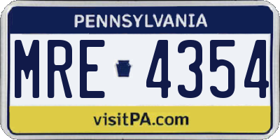 PA license plate MRE4354