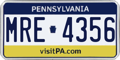 PA license plate MRE4356
