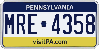 PA license plate MRE4358