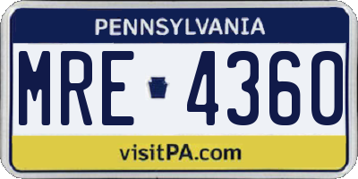 PA license plate MRE4360