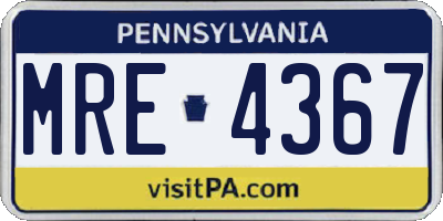 PA license plate MRE4367