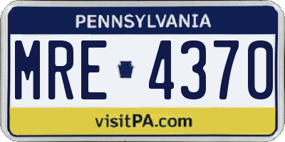 PA license plate MRE4370