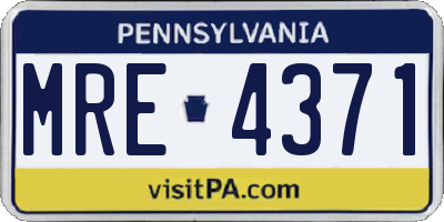 PA license plate MRE4371
