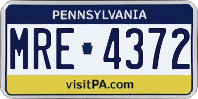 PA license plate MRE4372