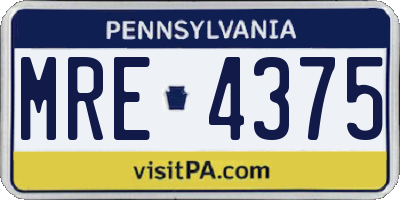 PA license plate MRE4375