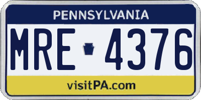 PA license plate MRE4376