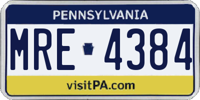 PA license plate MRE4384