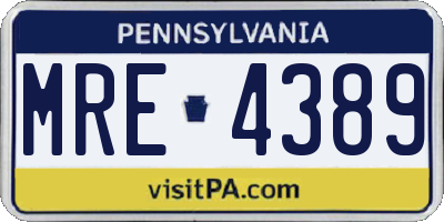 PA license plate MRE4389