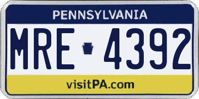 PA license plate MRE4392