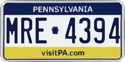 PA license plate MRE4394
