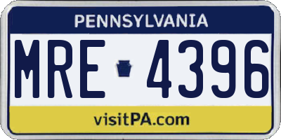PA license plate MRE4396
