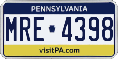 PA license plate MRE4398
