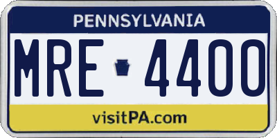 PA license plate MRE4400