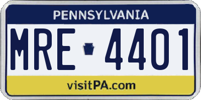 PA license plate MRE4401
