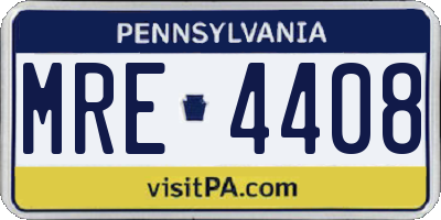 PA license plate MRE4408