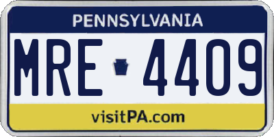 PA license plate MRE4409