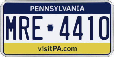 PA license plate MRE4410
