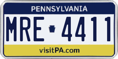 PA license plate MRE4411