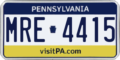 PA license plate MRE4415