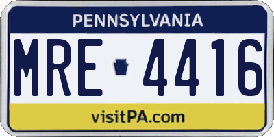 PA license plate MRE4416