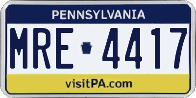 PA license plate MRE4417