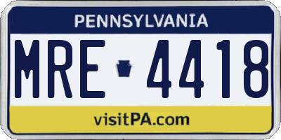 PA license plate MRE4418