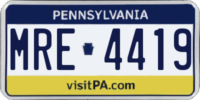 PA license plate MRE4419