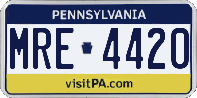 PA license plate MRE4420