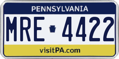 PA license plate MRE4422