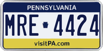 PA license plate MRE4424