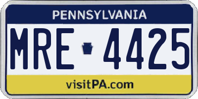 PA license plate MRE4425