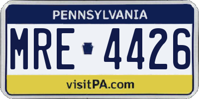 PA license plate MRE4426