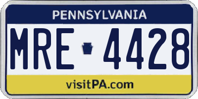 PA license plate MRE4428