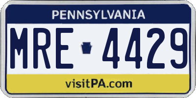 PA license plate MRE4429
