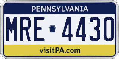 PA license plate MRE4430