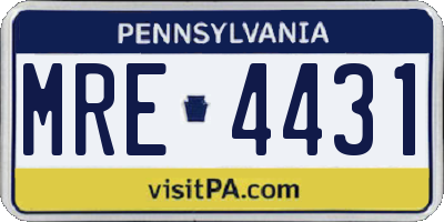 PA license plate MRE4431