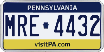 PA license plate MRE4432