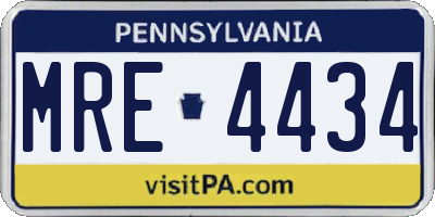 PA license plate MRE4434