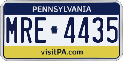 PA license plate MRE4435