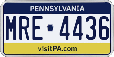 PA license plate MRE4436