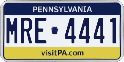 PA license plate MRE4441
