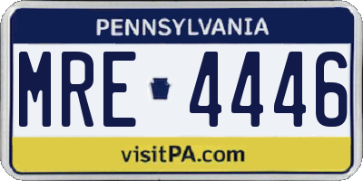 PA license plate MRE4446
